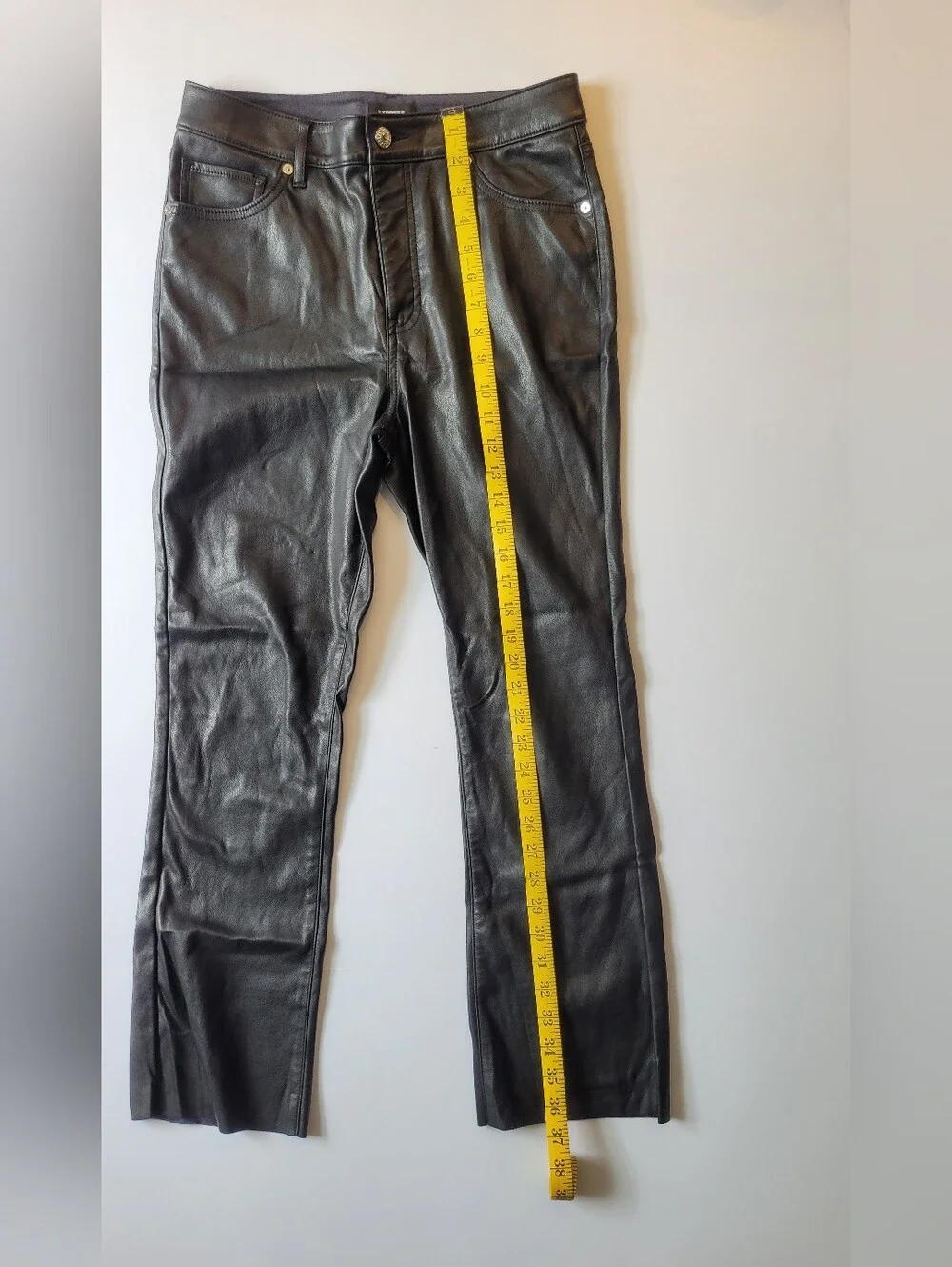 Express Black Faux Leather Cropped Flare Pants High Rise - Size 8R
